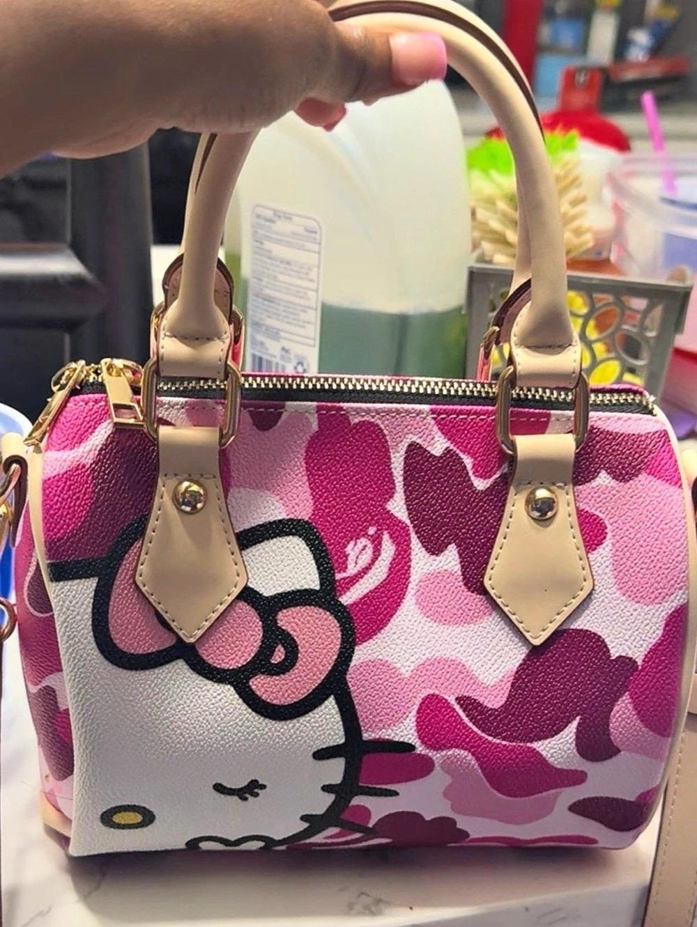 Sanrio Hello Kitty Pink Camo Mini Boston Bag Satchel